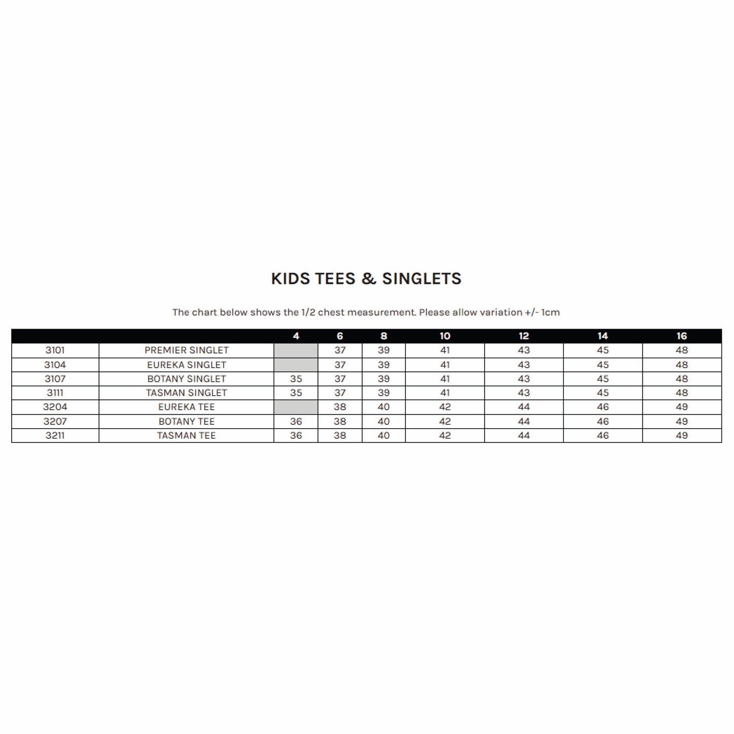 AP Tasman Kids Singlet
